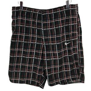 Nike Men's Swim Trunks 10" Black Red White Plaid Size S